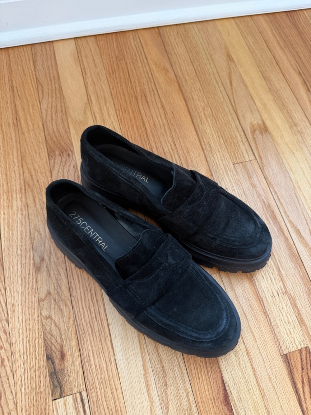 275 Central Women's Black Suede Penny Loafers